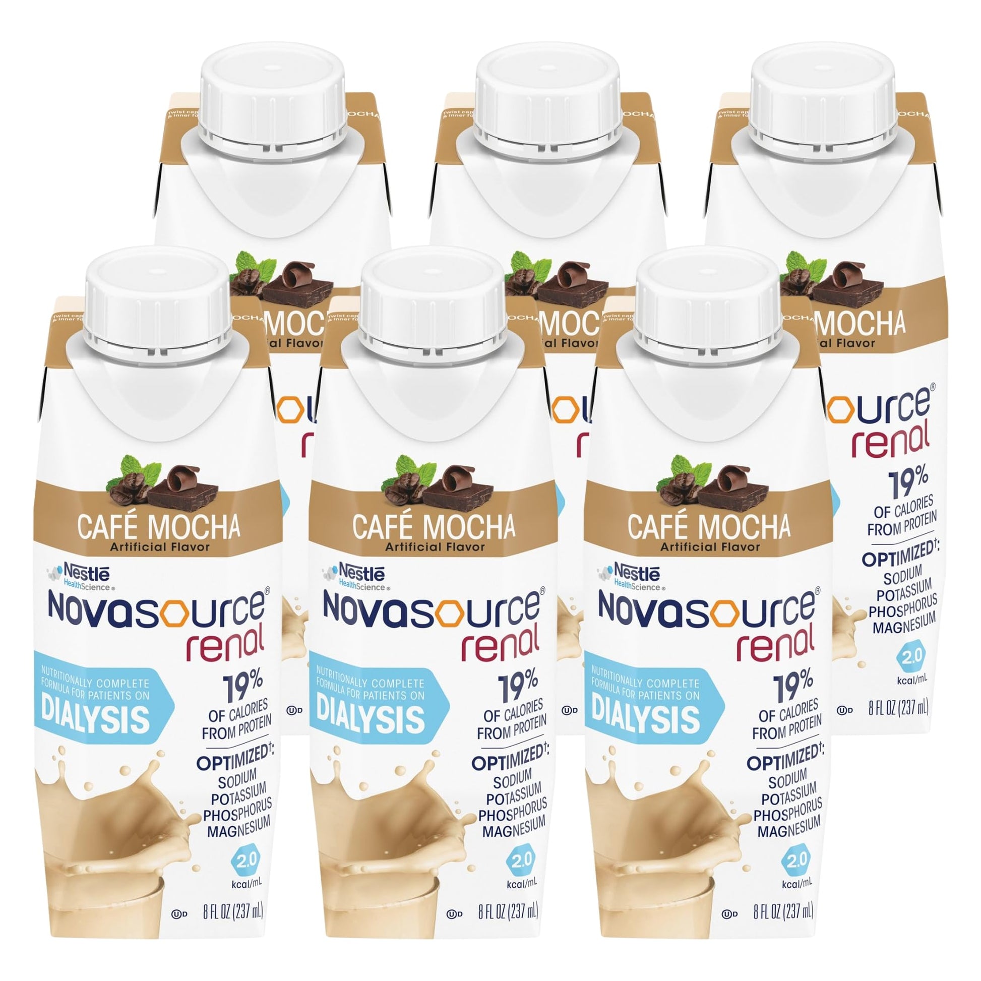 Nestle Novasource Renal Nutritionally Complete Formula Caf   Mocha Flavor 8 oz Carton, 6 Count