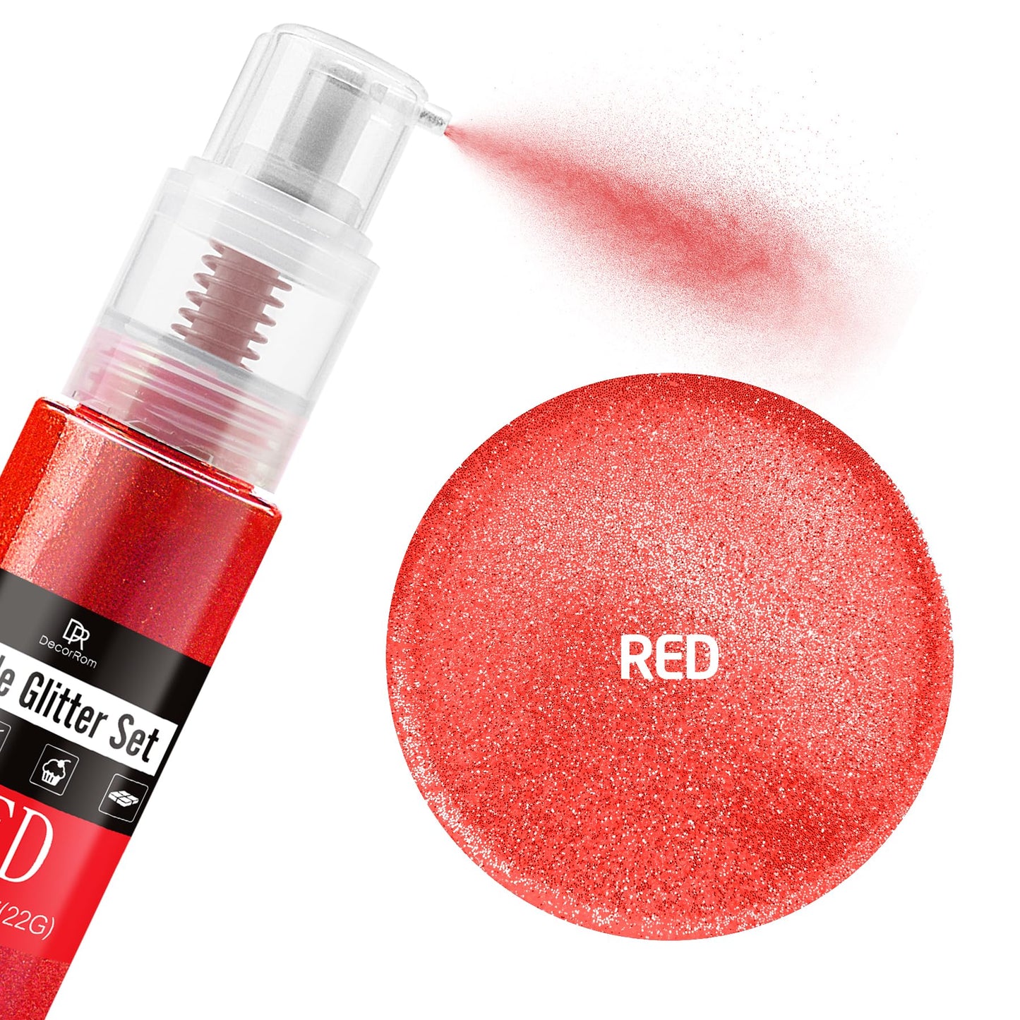 DecorRom Edible Glitter Spray Luster Dust 0.75oz Red Shimmer Powder for Cake Decorating, Drinks, Cocktails, Icing