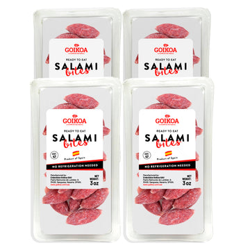 GOIKOA Salami Bites | Salchichon | Ready to Eat Snack | From Navarre, Spain | 3oz (85g) (Pack of 4)