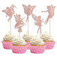 30 Pcs Fairy Cupcake Toppers Glitter Flower Angel Fairy Ballet Dancer Cupcake Picks For Wedding Bridal Shower Baby Shower Birthd