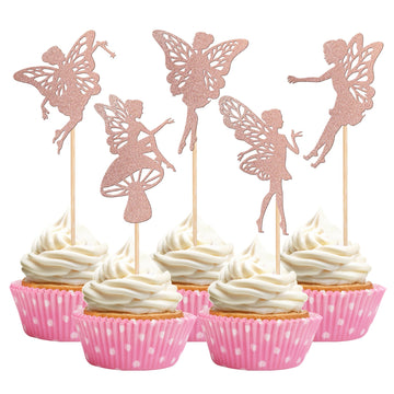 30 Pcs Fairy Cupcake Toppers Glitter Flower Angel Fairy Ballet Dancer Cupcake Picks For Wedding Bridal Shower Baby Shower Birthd