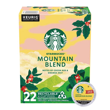 Starbucks K-Cup Coffee Pods, Medium Light Roast Coffee, Mountain Blend for Keurig Coffee Makers, 100% Arabica, Limited Edition, 