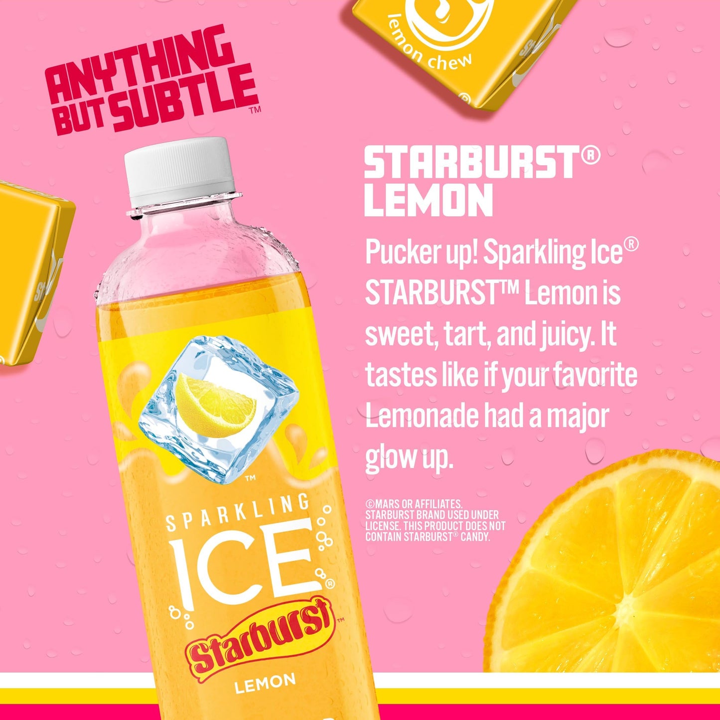 Sparkling Ice Starburst Lemon, Zero Sugar Flavored Sparkling Water, With Vitamins And Antioxidants, Low Calorie Beverage, 17 Fl Oz Bottles (Pack Of 12)