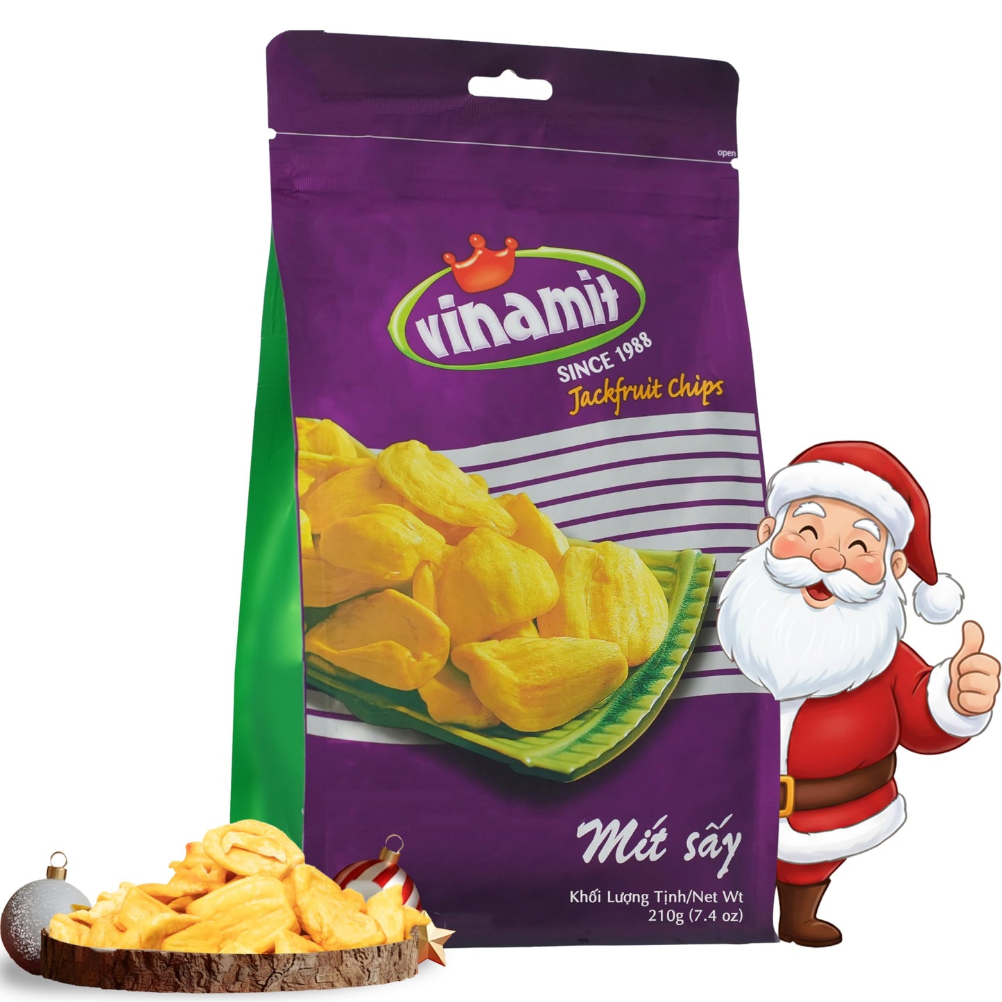 Vinamit Dried Jackfruit Chips | Vacuum Fried Dried Jackfruit | 7.4 oz Bag | Naturally Sweet & Crispy | Gluten-Free, Vegan, Non G