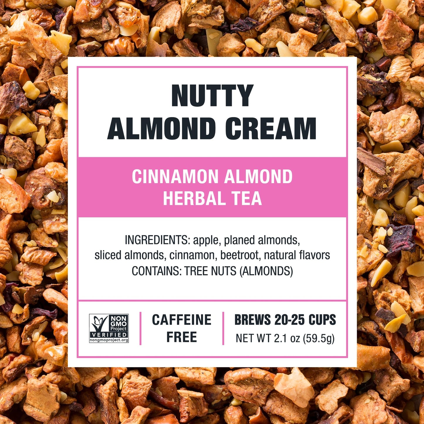 Tiesta Tea Nutty Almond Cream Herbal Tea, Non-Caffeinated, 12.6oz Resealable Pouch, Pack of 6, Brews up to 25 Cups