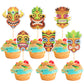 36 PCS Hawaii Tiki Cupcake Toppers Tiki Totem Hawaiian Themed Party Cupcake Picks Hawaiian Luau Cupcake Decorations for Summer T