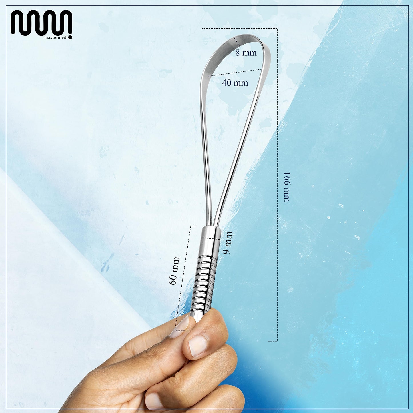 MasterMedi Stainless Steel Tongue Scraper – Bad Breath Treatment for Adults & Kids, Ergonomic Design, Easy to Use Oral Care Tool