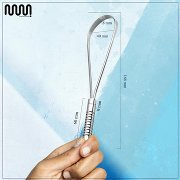 MasterMedi Stainless Steel Tongue Scraper – Bad Breath Treatment for Adults & Kids, Ergonomic Design, Easy to Use Oral Care Tool