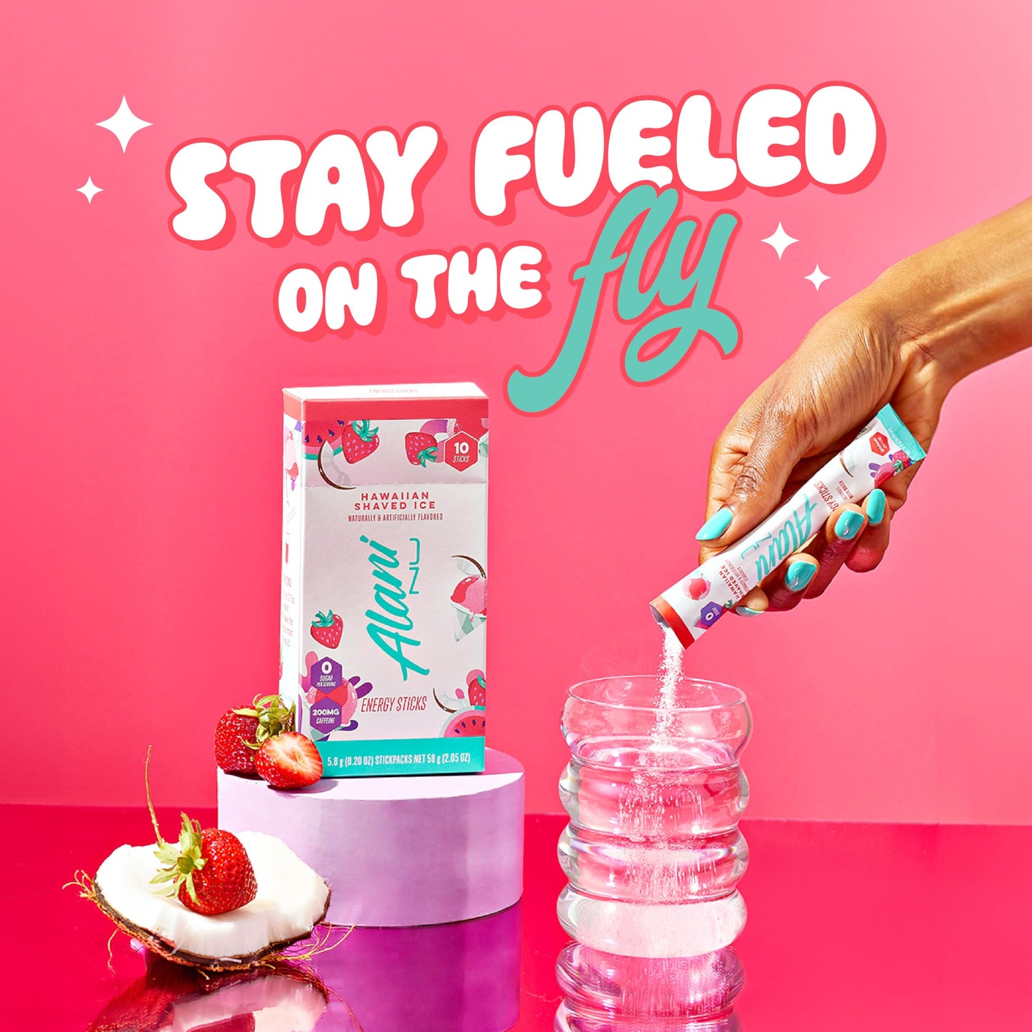 Alani Nu HAWAIIAN SHAVED ICE  Energy Sticks Drink Powder  200mg Caffeine  Pre Workout Performance with Antioxidants  On-The-Go Drink Mix  Biotin  B Vitamins  Zero Sugar  5 Calories  10 Pack