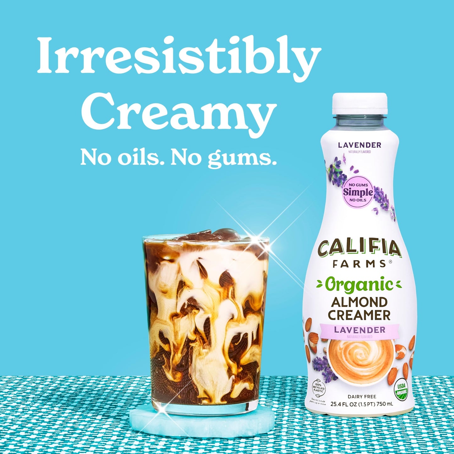 Califia Farms - Organic Lavender Almond Milk Coffee Creamer, 25.4 Oz, Dairy Free, Plant Based, Vegan, Gluten Free, Non GMO, Almo