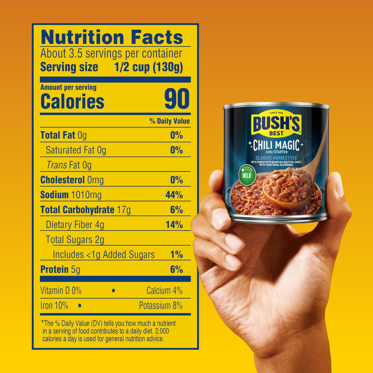 BUSH S BEST Canned Chili Magic Chili Beans Starter Traditional Recipe (Pack of 12), Source of Plant Based Protein and Fiber, Lo
