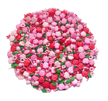 Sentovac Edible Red Pink Rose Mix Sprinkles For Decorating 1 Bottle 3.35Oz/ 95G | Cake Cupcakes And Ice Cream Topper Decorations