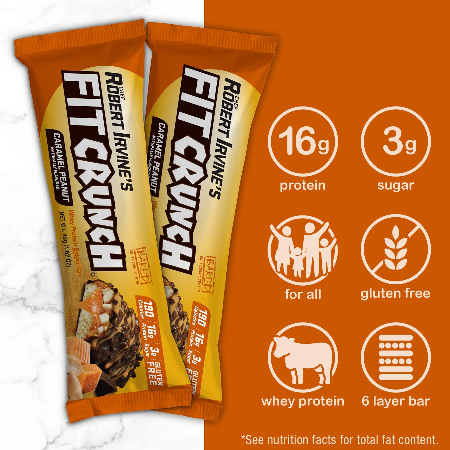 Fitcrunch Snack Size Protein Bars, 6-Layer Baked Bar, 3G Of Sugar & Soft Cake Core (18 Bars, Caramel Peanut)