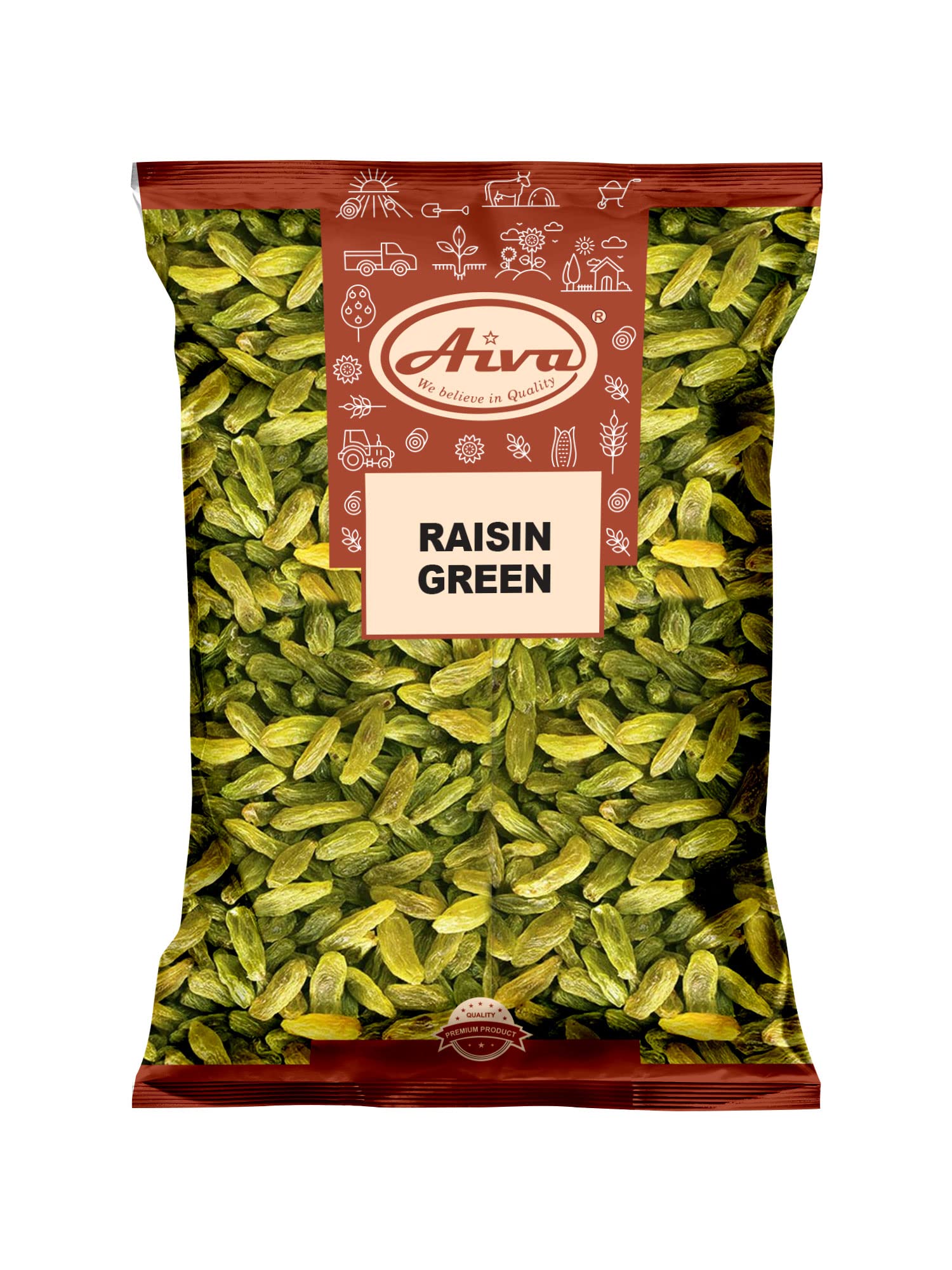 AIVA Green Raisins - Premium Seedless Dried Fruit for Snacking, Baking, 2 LB Bulk