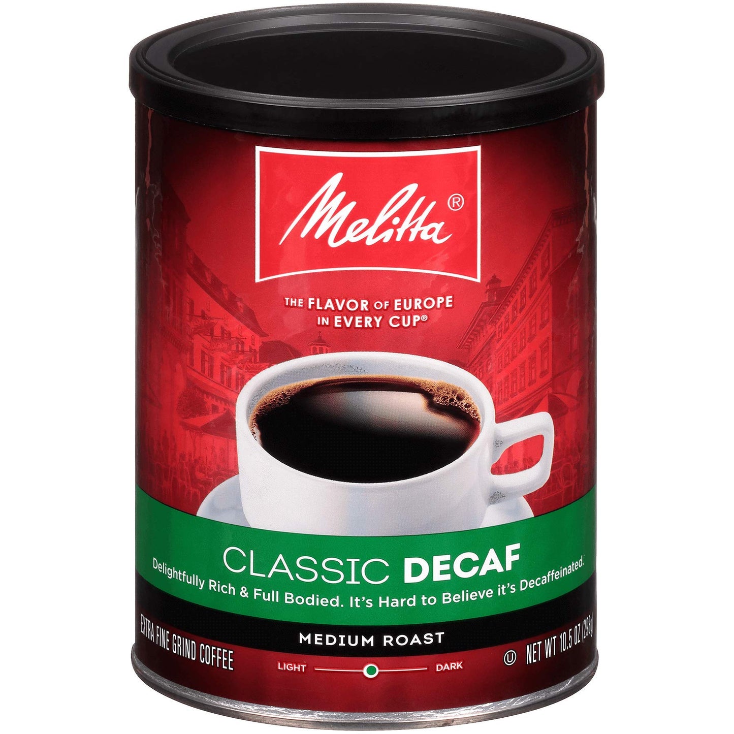 Melitta Classic Decaf Coffee, Medium Roast, Extra Fine Grind, 10.5 Ounce Can