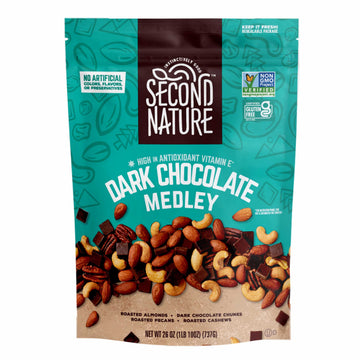 Second Nature Dark Chocolate Medley Trail Mix, Gluten-Free Snack, 26 oz Resealable Pouch, Pack of 1