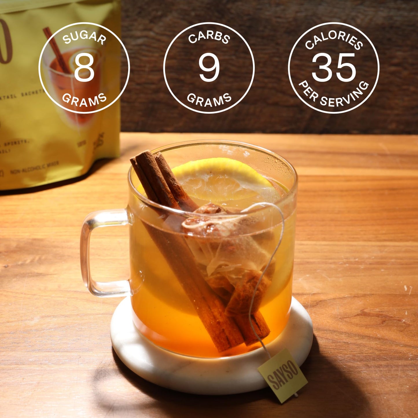 SAYSO Hot Toddy Cocktail Tea Bags - Organic, Gluten-Free, Non-GMO - Infuses with Cold Water - 8 Count