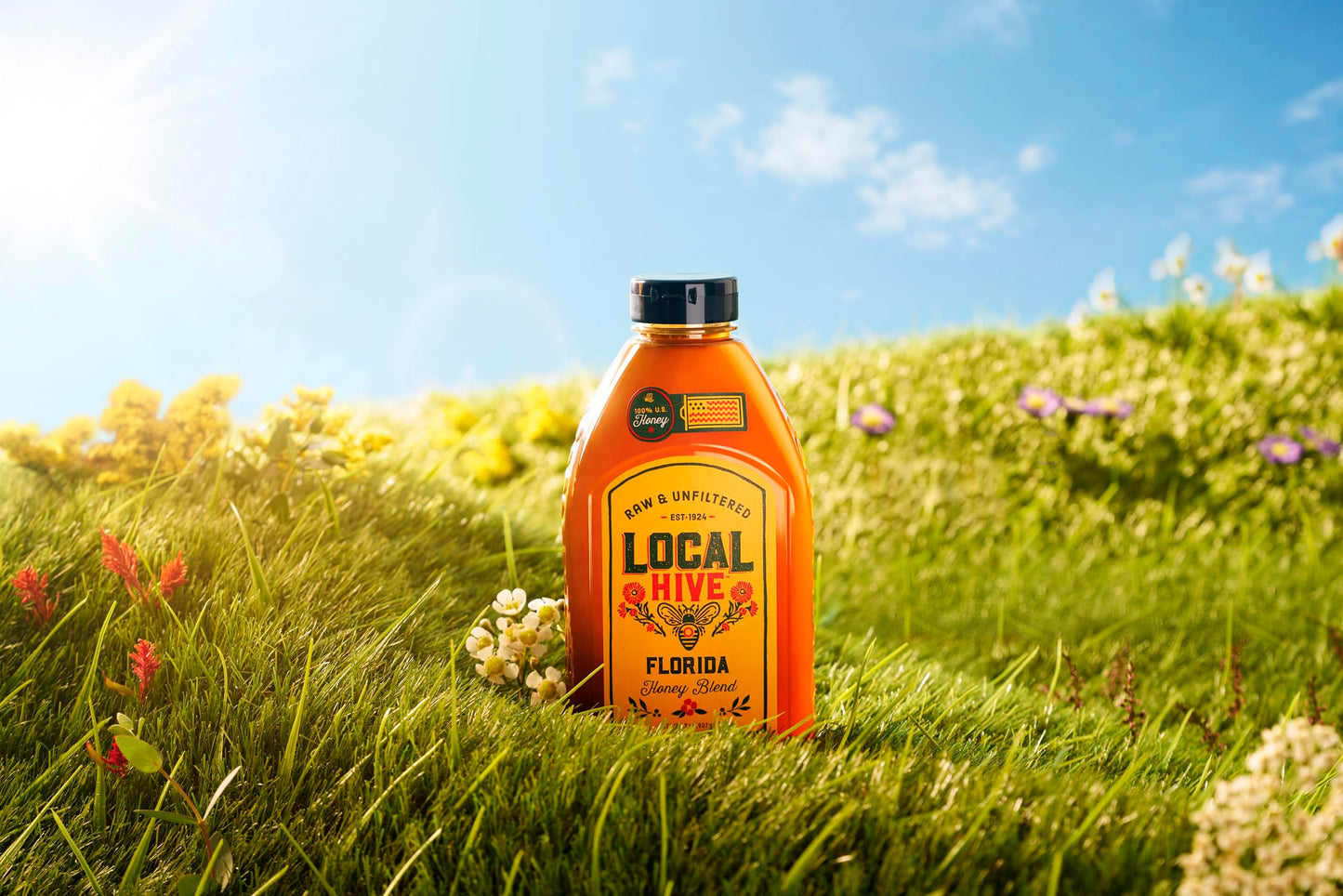 Local Hive Florida Raw Unfiltered Honey 32Oz. 100% Us Honey Sourced From American Bees And Beekeepers.