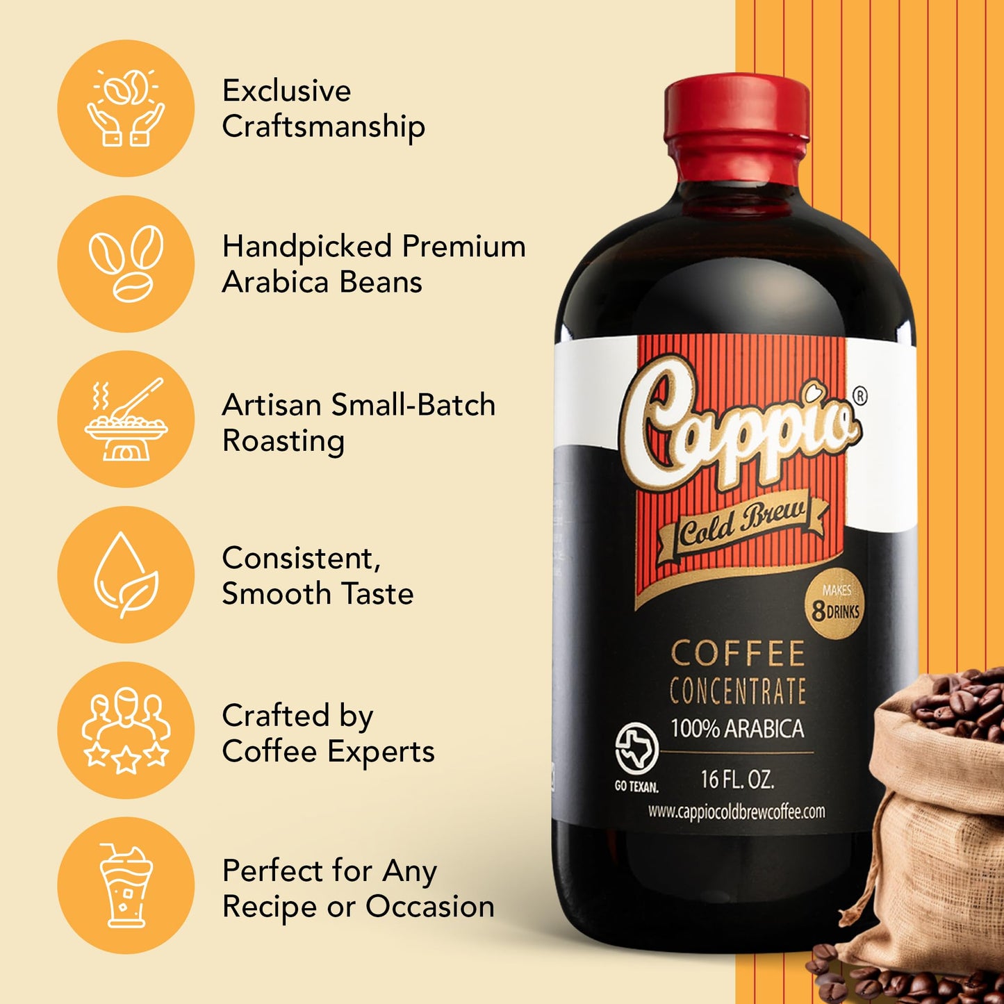 Cappio Cold Brew Concentrate - 1 Pack | Smooth & Versatile Coffee Concentrate | Small-Batch Roasted | 16 Fl Oz