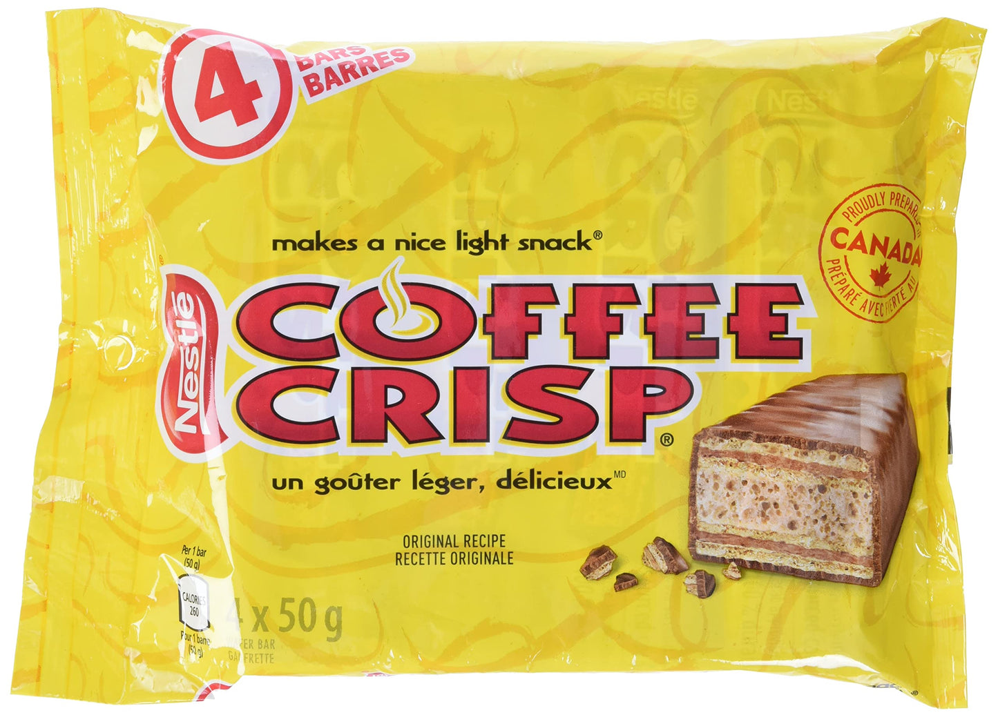 Canada Candy Coffee Crisp Chocolate Bar 4 X 50Gram Bars. Imported From Canada. (Basic)