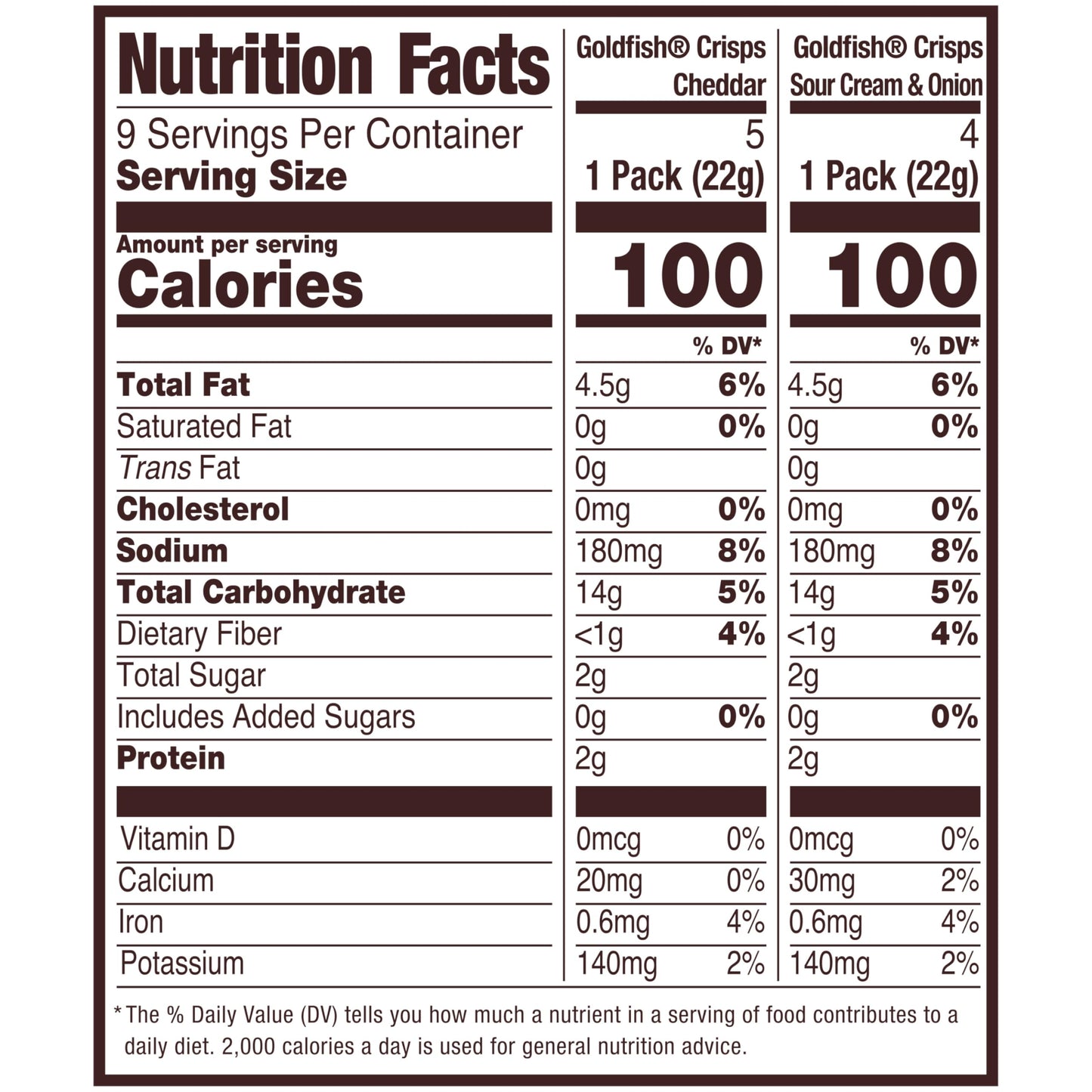 Goldfish Crisps Baked Chip Crackers Variety Pack, 0.8 Oz Snack Packs, 9 Pk