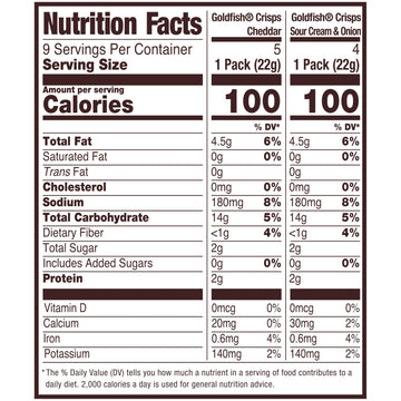 Goldfish Crisps Baked Chip Crackers Variety Pack, 0.8 Oz Snack Packs, 9 Pk