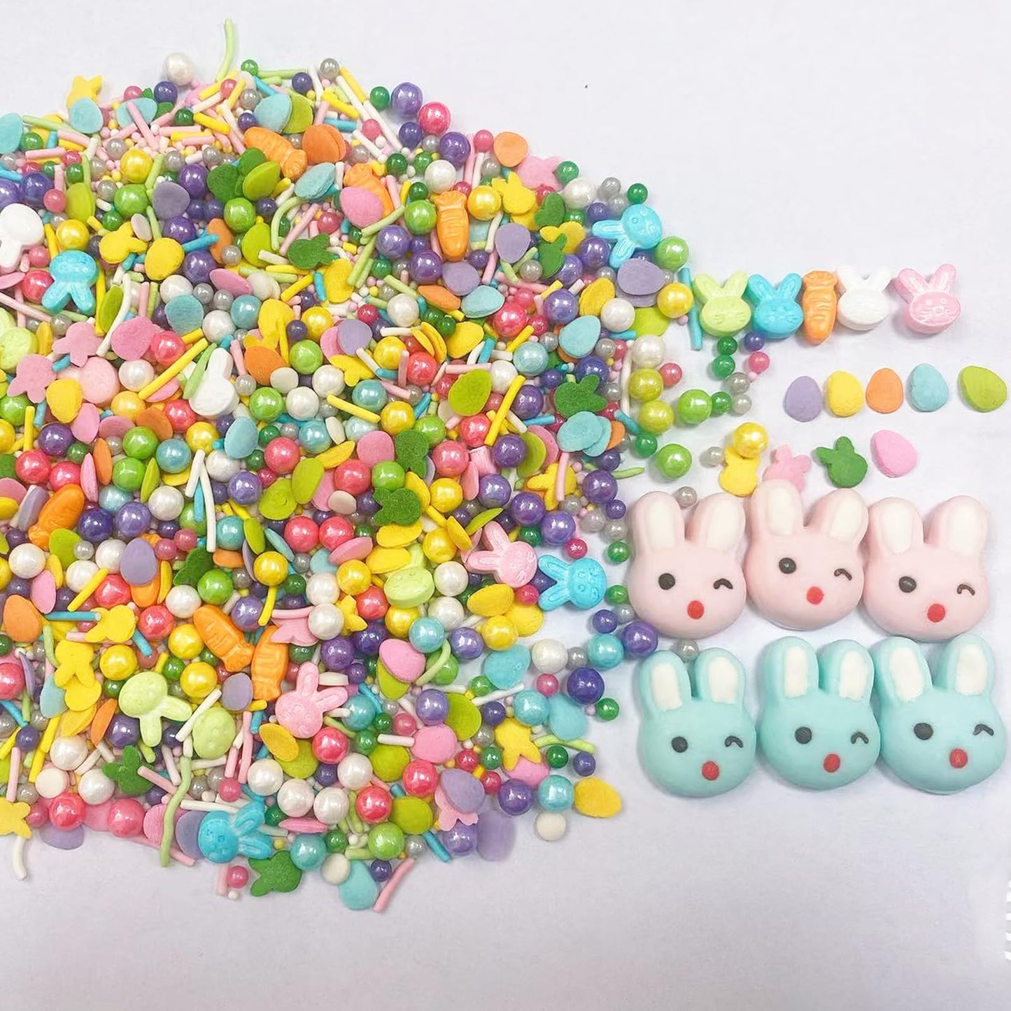 Sentovac Easter Sprinkles Edible Rabbit Bunny Carrot Sugar Pearls 3.35 Ounces for Cake Decorating and Baking