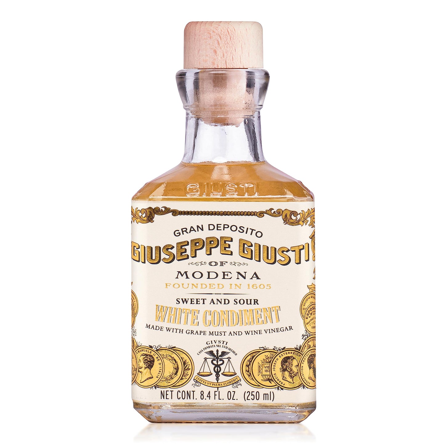 Giusti White Balsamic Vinegar Dressing - 8.45 Fl Oz - Balsamic Vinegar of Modena Yellow - Pack of 1 - Ideal for Salads and Cooking