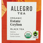 Allegro Tea, Organic Estate Ceylon Tea Bags, 20 Ct
