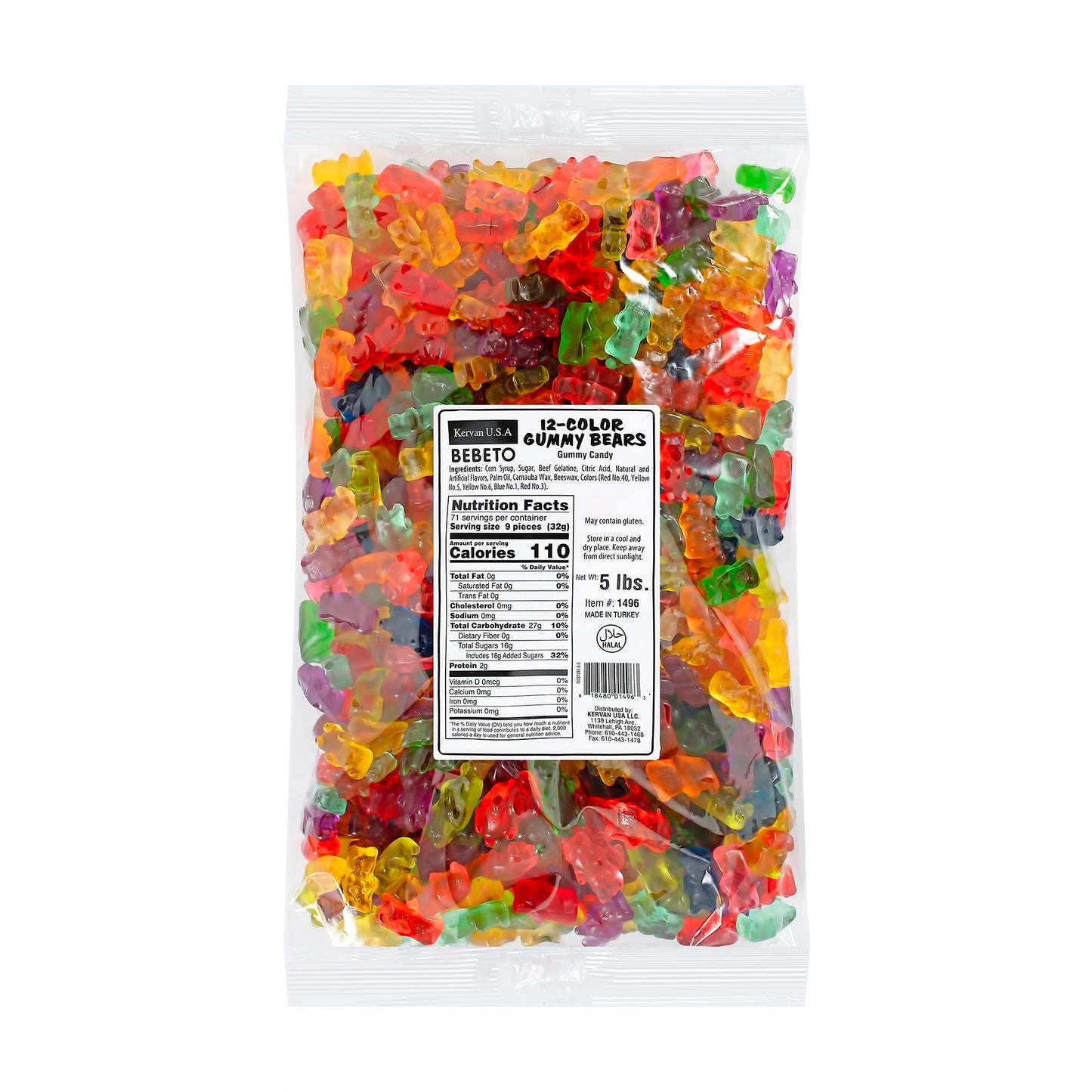 Kervan Candy Bebeto 12 Flavor Gummy Bears - Fruity, Soft & Sweet Gummy Candy Bulk For Kids, Gift Snacks And Parties - Assorted Bear Gummies Party Size Bag (5 Lbs)