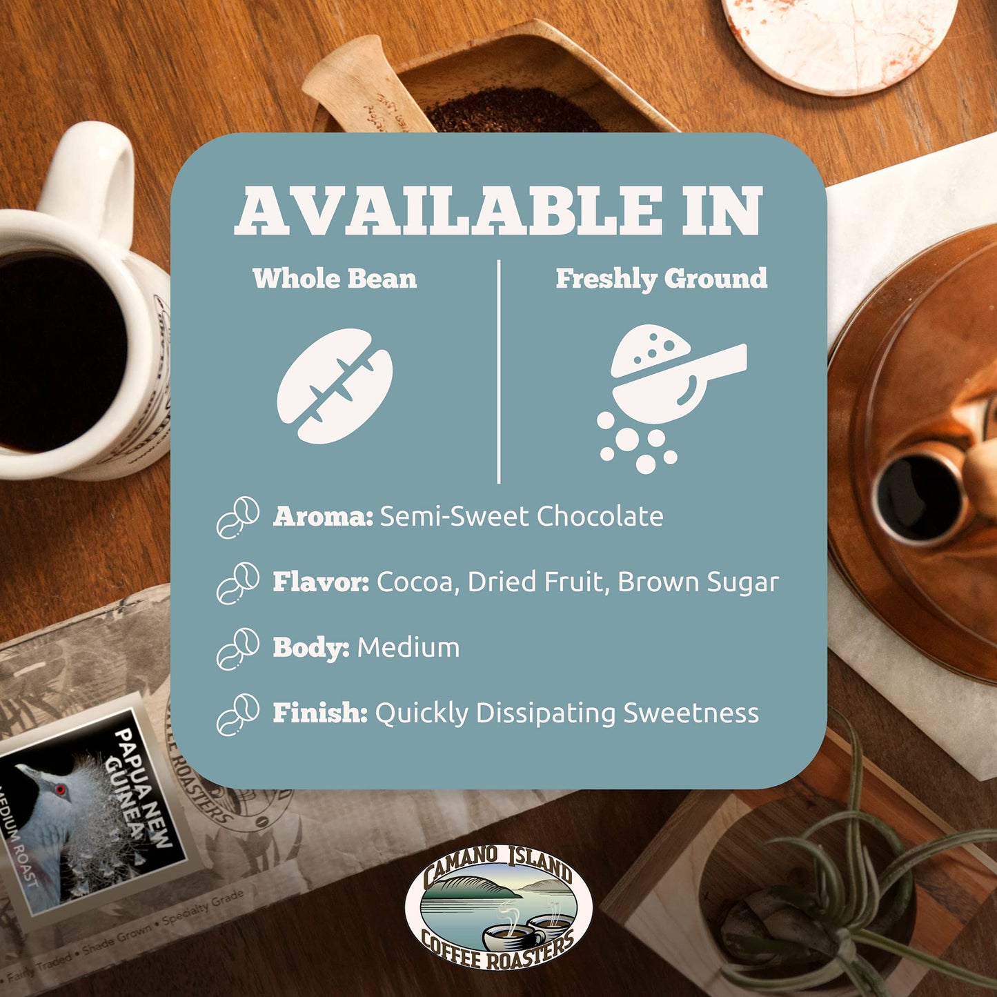 Camano Island Coffee Roasters Papua New Guinea Whole Bean 12Oz Fresh Medium Roast, Usda Organic, Fairly Traded, Shade Grown Top