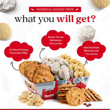 DAVIDS COOKIES Holiday Cookie Gift Basket - Assorted Gourmet Cookies, 3 Pounds