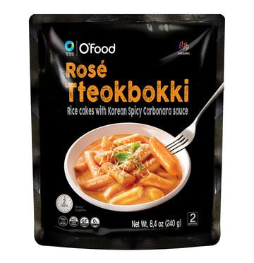 C OFood Rose Spicy Carbonara Tteokbokki, Gluten-Free Korean Rice Cakes, Authentic Spicy Korean Street Food Snack, Ready to Eat,