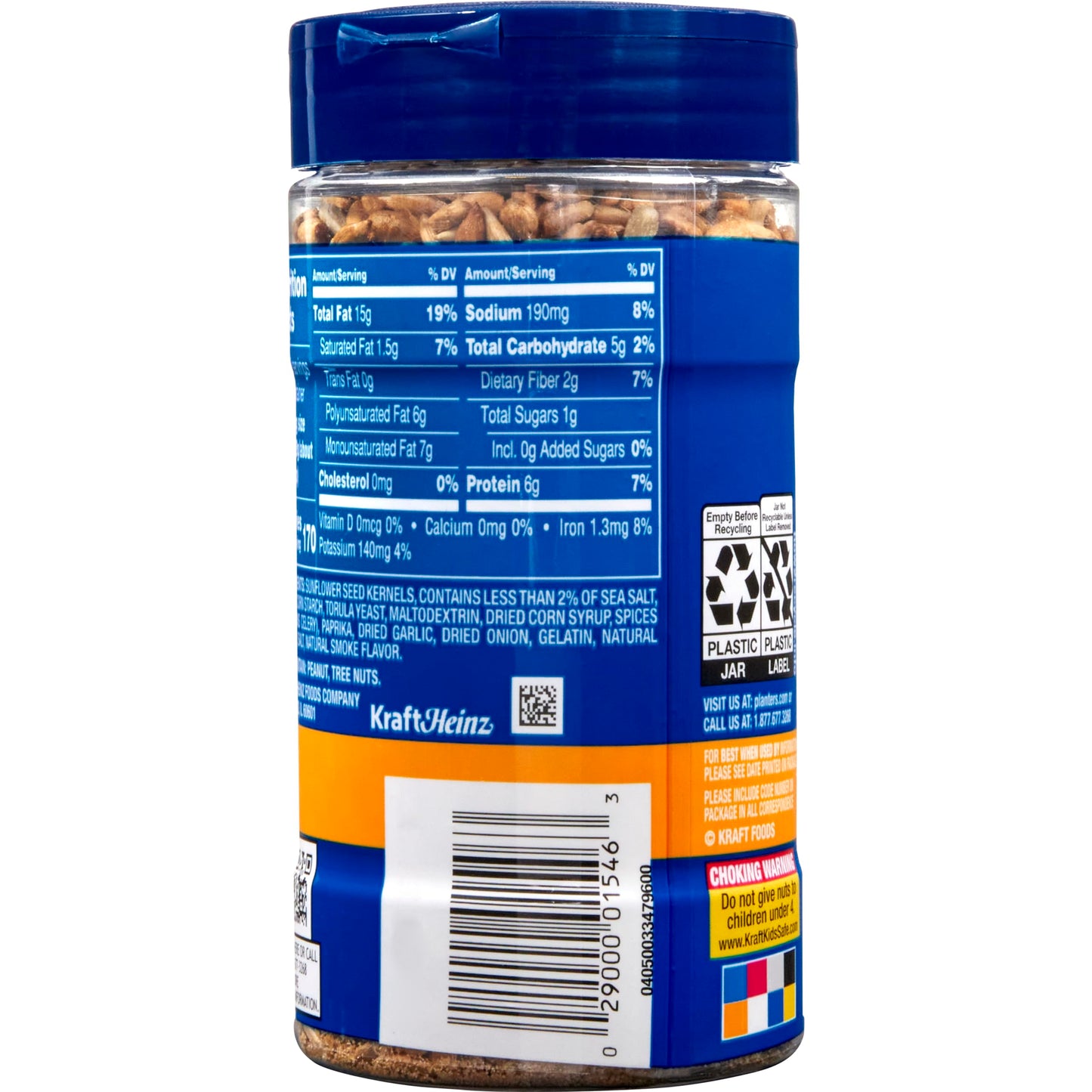 PLANTERS Dry Roasted Sunflower Kernels, 5.85 oz Jar, Pack of 12 - Portable Snack, Kosher, Great for After School or Movie Snacks