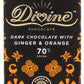 Divine Chocolate Chocolate Bar Dark Ginger Orange, 3 Oz