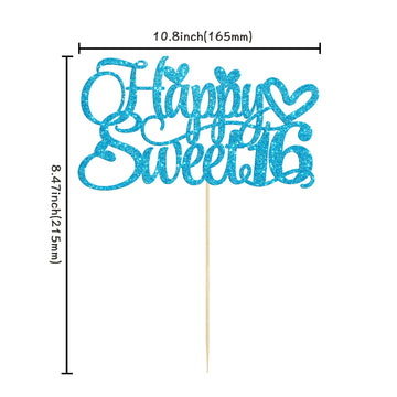 1Pc Happy Sweet 16 Cake Topper Glitter 16Th Birthday Cake Pick For Cheers To 16 Years Old 16Th Birthday Party Cake Decorations S