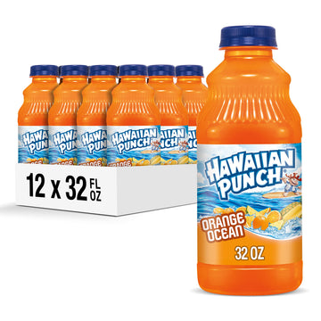HAWAIIAN PUNCH Orange Ocean Fruit Juice Drink, Caffeine-Free, 32 Fl Oz Bottle, Pack of 12, Excellent Source of Vitamin C