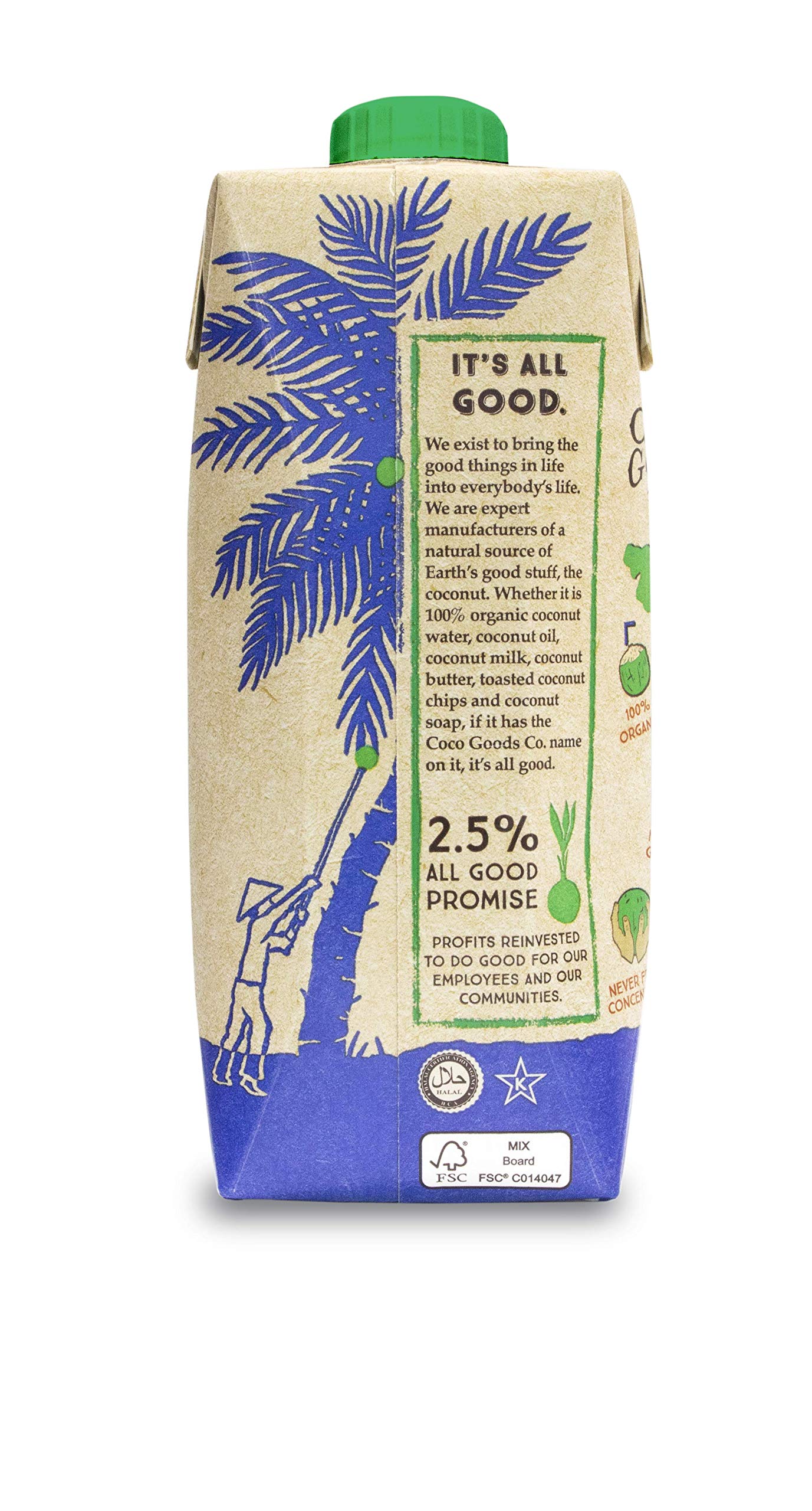 CocoGoodsCo 100% Organic Coconut Water, Single-Origin, One Ingredient, Zero Added Sugar, Non-GMO, Never from Concentrate, Electr