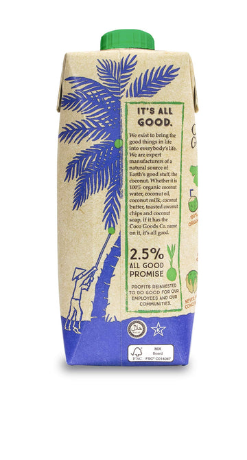 CocoGoodsCo 100% Organic Coconut Water, Single-Origin, One Ingredient, Zero Added Sugar, Non-GMO, Never from Concentrate, Electr