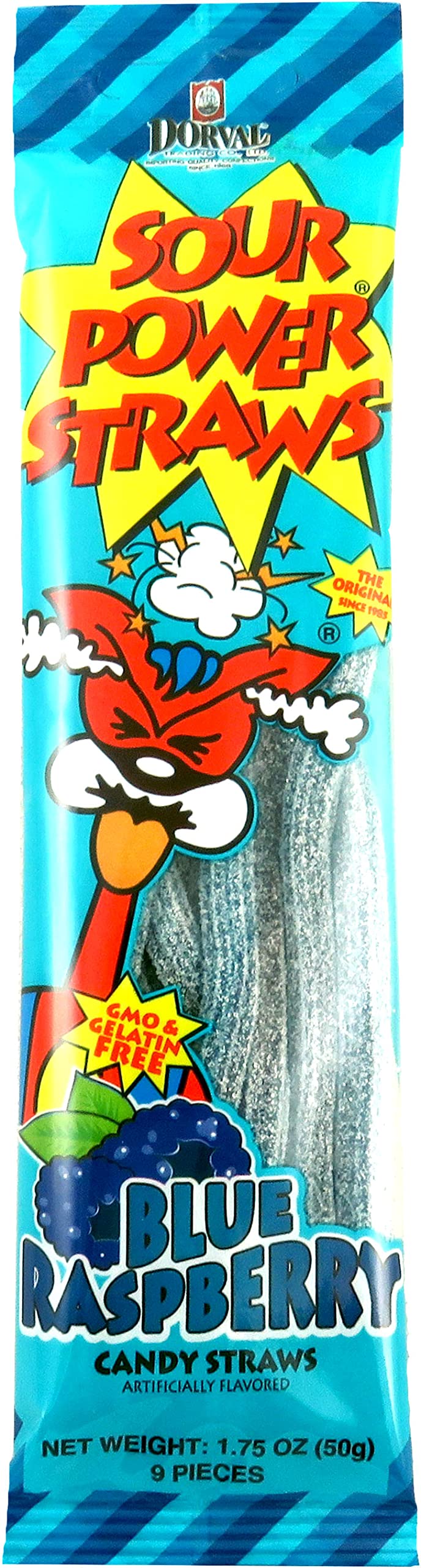 Sour Power Candy Straws, Blue Raspberry, 24-Count, 1.75 Ounce (Pack Of 24) (1)