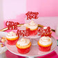 Ercadio 24 Pack Cutie Pie Cupcake Toppers Red Glitter Valentine