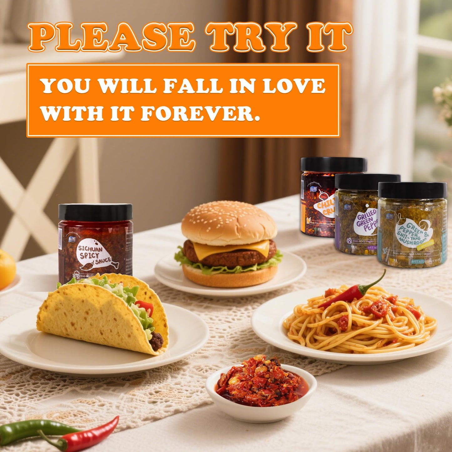 Chili Pepper Bobo Sauce Condiment, Flavorful & All Natural Vegan Chili Crisp Oil, Non-MSG, Non-GMO, Gourmet Hot Chili Good on Ev