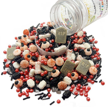 Se Si&Moos Halloween Tombstone Candy Skull Sprinkles Edible Skull Cake Decorations Black And Red Sprinkles Halloween Sprinkles F