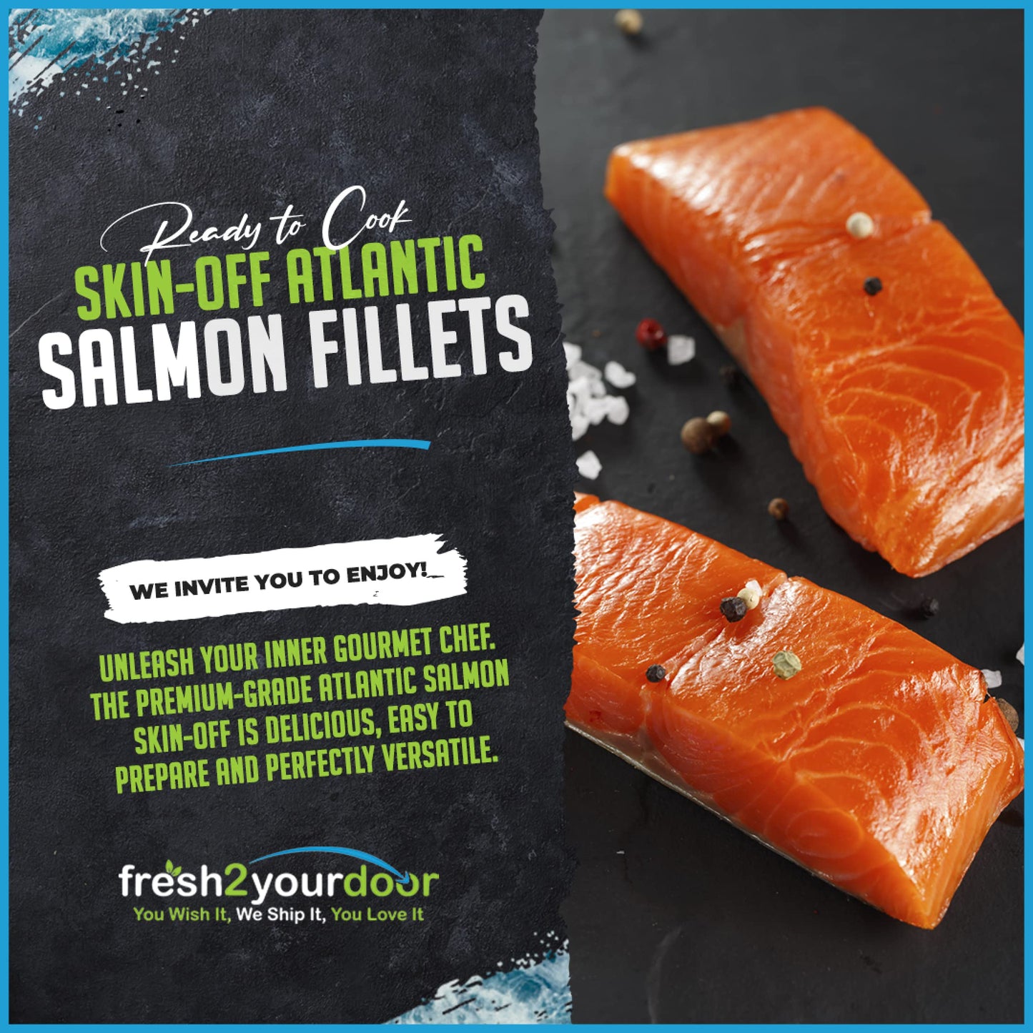 Fresh Atlantic Salmon Fillets, Best Premium Quality In The Us, Center Cut, Perfectly Trimmed, 13 X 6 Oz. (4.88 Lb.) - Kosher, Sk
