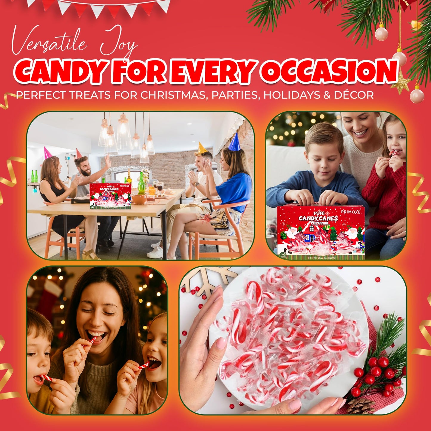 Christmas Mini Candy Canes - Red & White Peppermint Individually Wrapped for Holiday Indulgence - Bulk Christmas Candy for Kids & mature-themeds - Holiday Decorations &   200 Pack