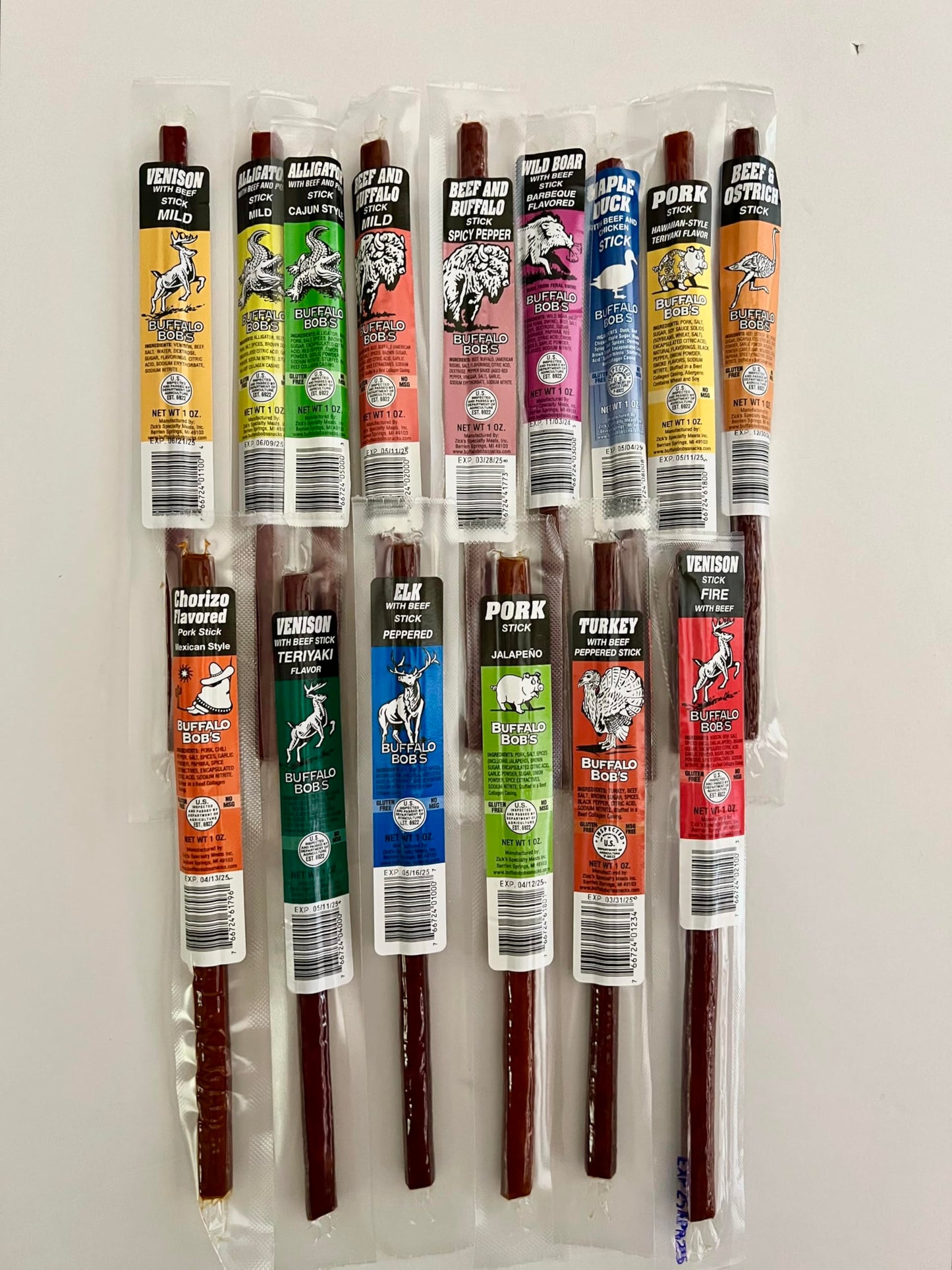 Jerky Dynasty Buffalo Bob'S Mixed Jerky Variety Pack - 15-Piece Assortment Of Exotic Meats Including Wild Boar, Venison And Alig