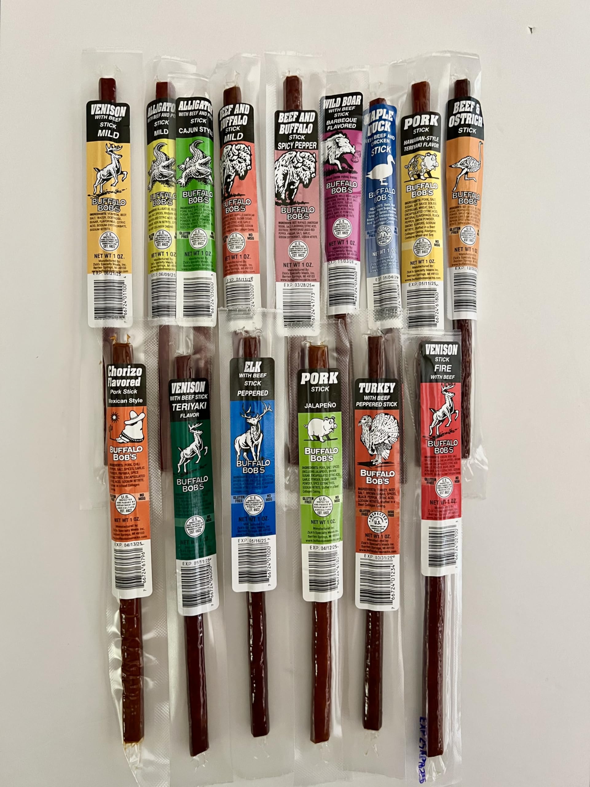 Jerky Dynasty Buffalo Bob'S Mixed Jerky Variety Pack - 15-Piece Assortment Of Exotic Meats Including Wild Boar, Venison And Alig