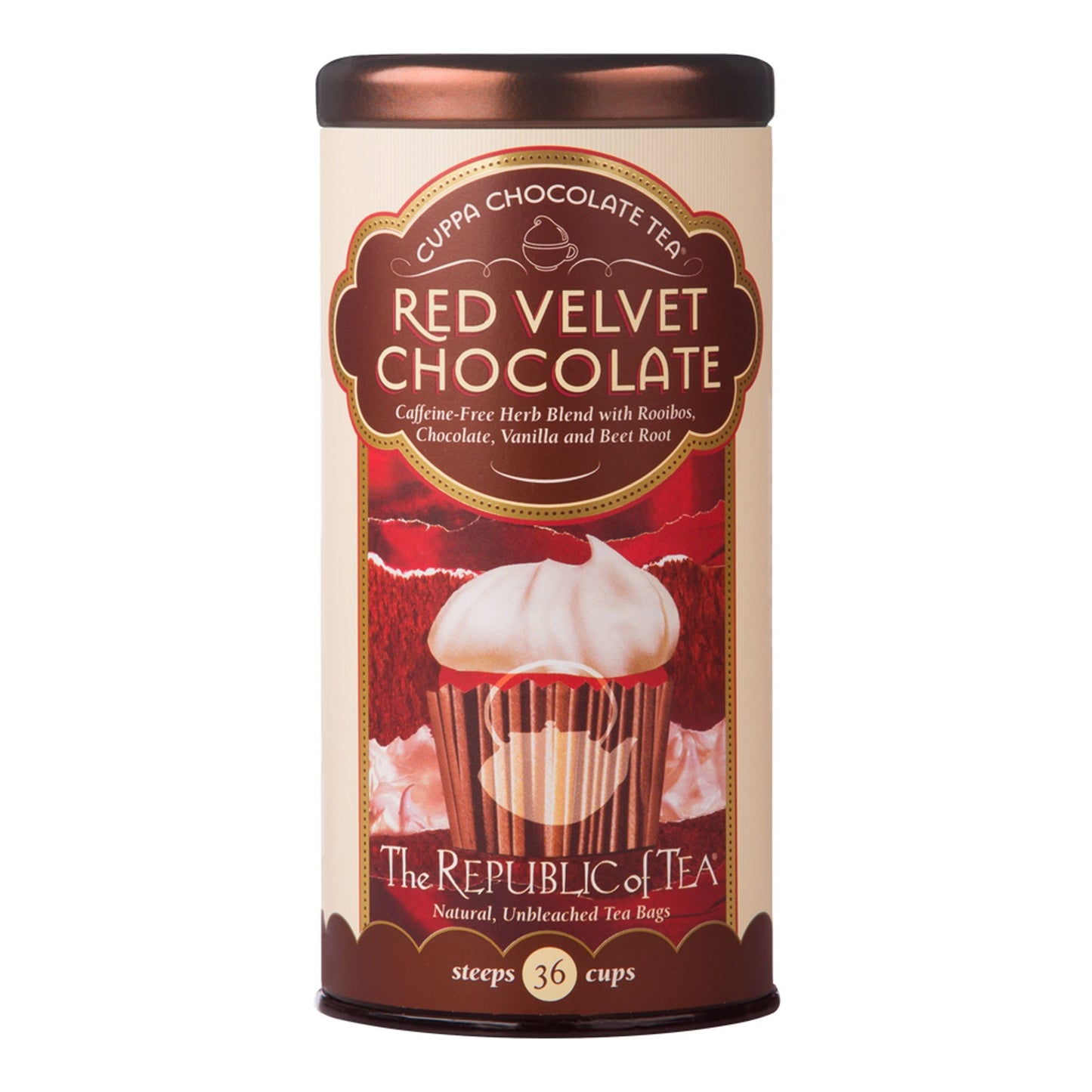 The Republic of Tea Red Velvet Cuppa Chocolate Tea Bags, Caffeine Free, 36 Count