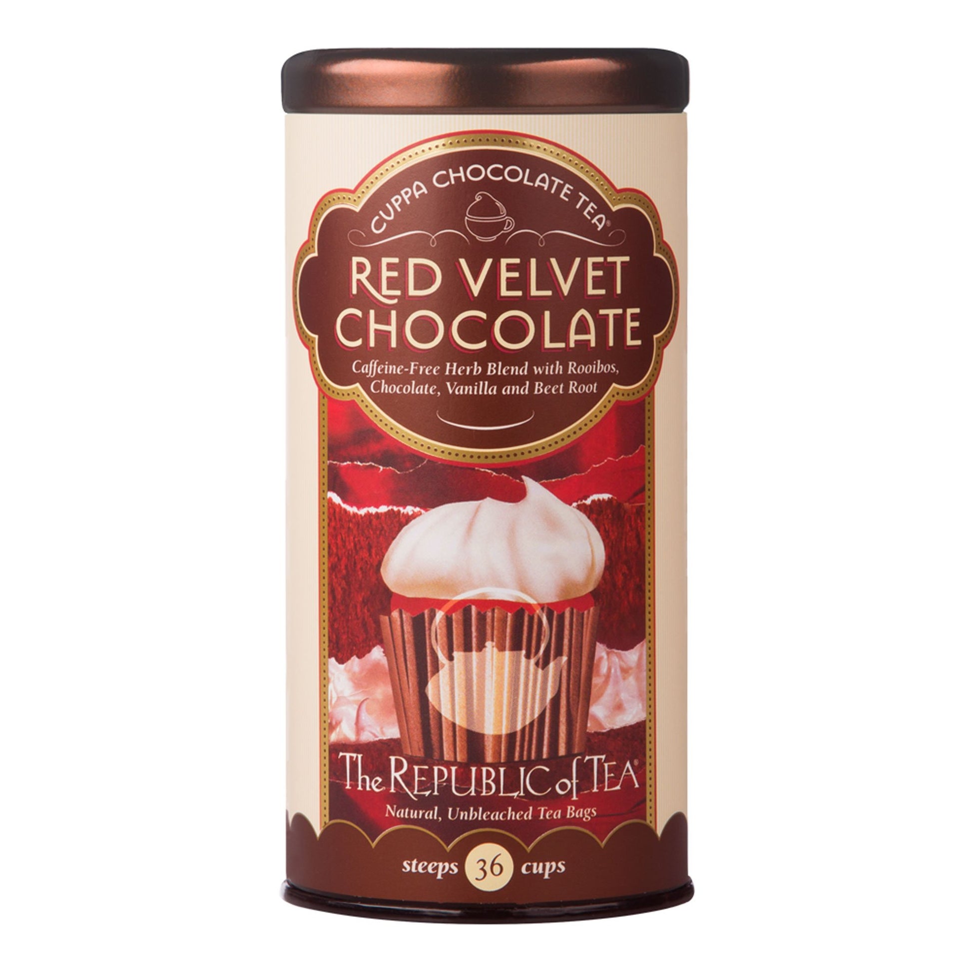 The Republic of Tea Red Velvet Cuppa Chocolate Tea Bags, Caffeine Free, 36 Count
