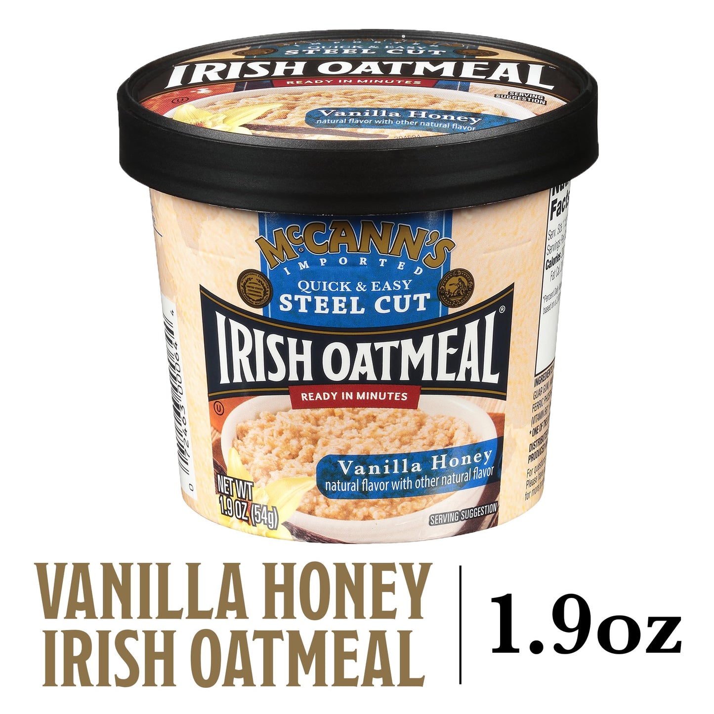 McCann s Irish Oatmeal Instant Oatmeal Cup  Vanilla Honey  1.9 Ounce (Pack of 12)